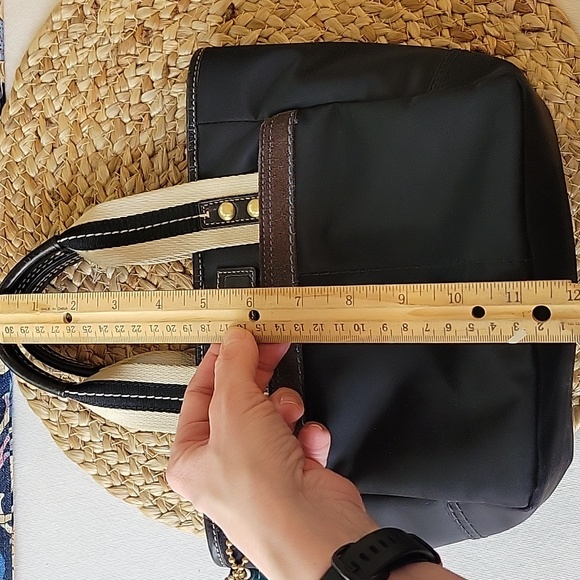 Coach Hampton Mini Nylon Shopper Tote Leather Dark Brown Leather Trim - Picture 14 of 16